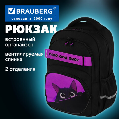 Рюкзак BRAUBERG MOTION, 2 отделения, 3 кармана, "Hidden kitty", 41х28х17 см, 274399 - фото 9