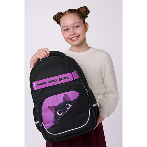 Рюкзак BRAUBERG MOTION, 2 отделения, 3 кармана, "Hidden kitty", 41х28х17 см, 274399 - фото 8