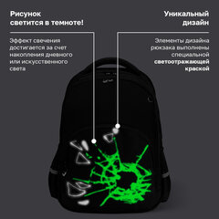 Рюкзак BRAUBERG SOFT, 2 отделения, 3 кармана, "Осколки", СВЕТЯЩИЙСЯ, 40х31х15 см, 274402