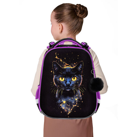 Ранец BRAUBERG ORIGINAL, 2 отделения, с брелком, "Galactic cat", 38х29х16 см, 274403 - фото 8