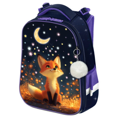 Ранец BRAUBERG ORIGINAL, 2 отделения, с брелком, "Dreaming fox", 38х29х16 см, 274404