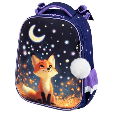 Ранец BRAUBERG ORIGINAL, 2 отделения, с брелком, "Dreaming fox", 38х29х16 см, 274404