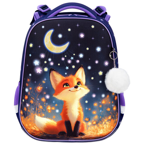 Ранец BRAUBERG ORIGINAL, 2 отделения, с брелком, "Dreaming fox", 38х29х16 см, 274404 - фото 2