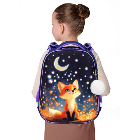 Ранец BRAUBERG ORIGINAL, 2 отделения, с брелком, "Dreaming fox", 38х29х16 см, 274404 - фото 8