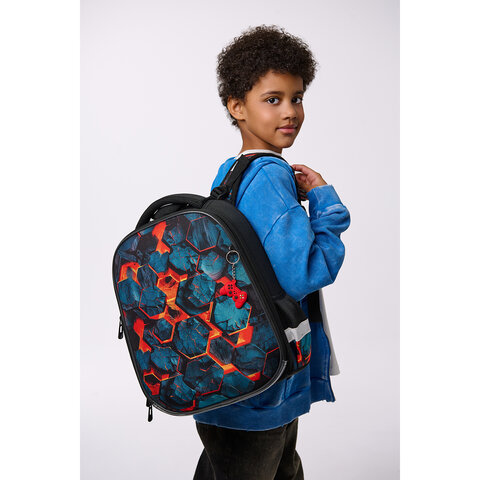 Ранец BRAUBERG ORIGINAL, 2 отделения, с брелком, "Hot spill", 38х29х16 см, 274405 - фото 9