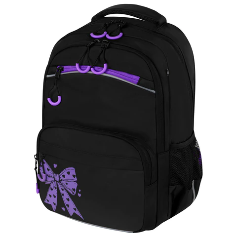 Рюкзак BRAUBERG FORCE, 2 отделения, 5 карманов, "Purple bow", 39х28х17 см, 274409