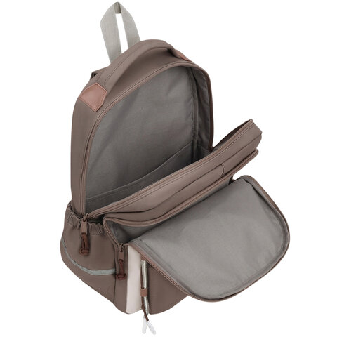 Рюкзак BRAUBERG STYLE, 2 отделения, 4 кармана, "Brown checks", коричневый, 40х26х15 см, 274412 - фото 6