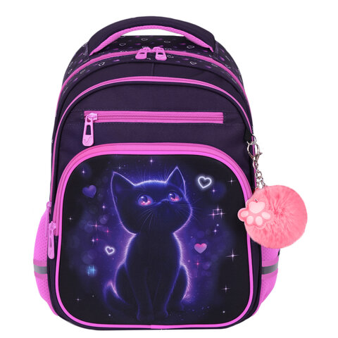 Рюкзак BRAUBERG PROFI, 2 отделения, с брелком, "Lonely cat", 36х27х19 см, 274415 - фото 2