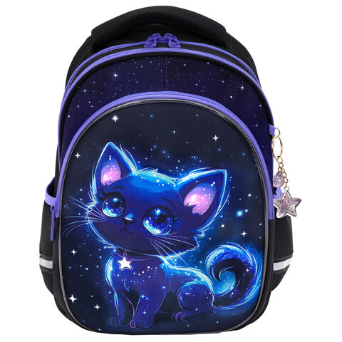 Рюкзак BRAUBERG OPTIMA, 2 отделения, с брелком, "Glowing kitten", 36х27х18 см, 274417 - фото 2