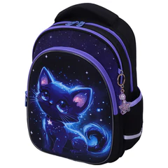 Рюкзак BRAUBERG OPTIMA, 2 отделения, с брелком, "Glowing kitten", 36х27х18 см, 274417