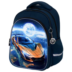 Рюкзак BRAUBERG OPTIMA, 2 отделения, с брелком, "Galactic car", 3D-панель, 36х27х18 см, 274418