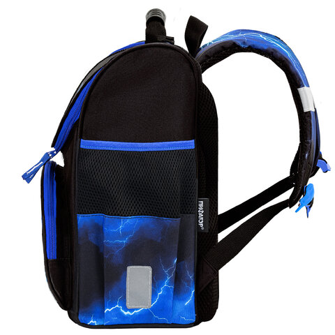 Ранец ПИФАГОР BASIC, 1 отделение, 3 кармана, эргономичная спинка, "Lightning car", 35х28х18 см, 274422 - фото 3