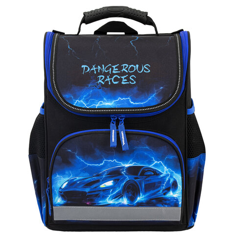 Ранец ПИФАГОР BASIC, 1 отделение, 3 кармана, эргономичная спинка, "Lightning car", 35х28х18 см, 274422 - фото 2