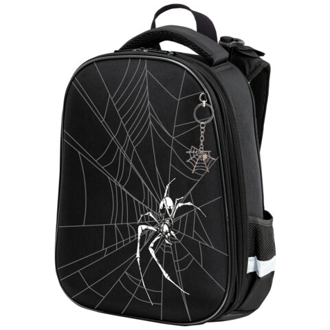 Ранец BRAUBERG SHINY, 2 отделения, с брелком, "Spider attack", СВЕТЯЩИЙСЯ РИСУНОК, 38х28х14 см, 274425