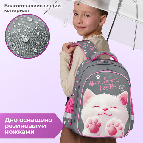 Ранец BRAUBERG KIDS STANDARD, 2 отделения, Purr cat, 36х28х14 см, 274427