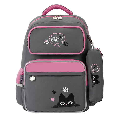 Рюкзак ЮНЛАНДИЯ COMPLETE с пеналом в комплекте, эрго-спинка, "Wonder cat", 42х29х14 см, 274431 - фото 2