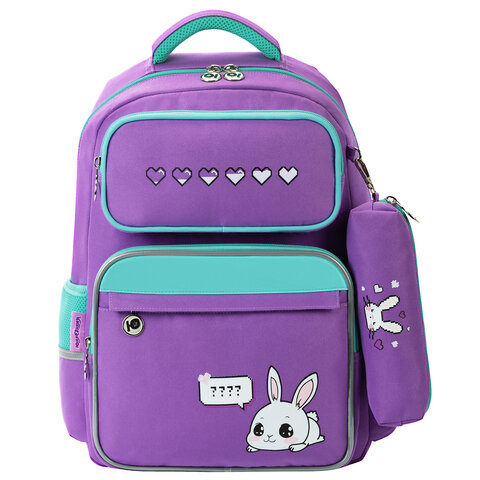 Рюкзак ЮНЛАНДИЯ COMPLETE с пеналом в комплекте, эрго-спинка, "Lazy rabbit", 42х29х14 см, 274432 - фото 2