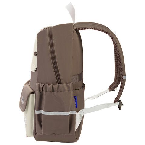 Рюкзак BRAUBERG PASTEL с термонашивками в комплекте, "Catch up", коричневый, 40х29х14 см, 274435 - фото 3