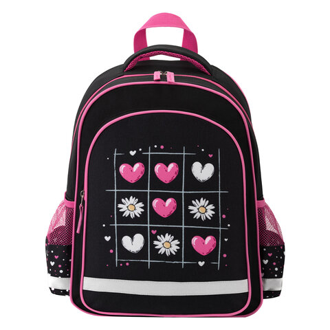 Рюкзак ПИФАГОР SCHOOL, 1 отделение, 3 кармана, "Tic-tac-love", 38x28х14 см, 274438 - фото 2