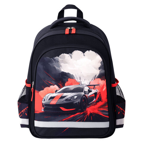 Рюкзак ПИФАГОР SCHOOL, 1 отделение, 3 кармана, "Revving car", 38x28х14 см, 274439 - фото 2