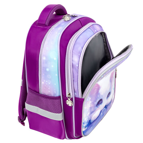 Рюкзак SNOOBAG (СНУБЭГ) FLOSSY, 2 отделения, 3 кармана, "Pensive kitty", 3D-панель, 40х28х18 см, 274441 - фото 6