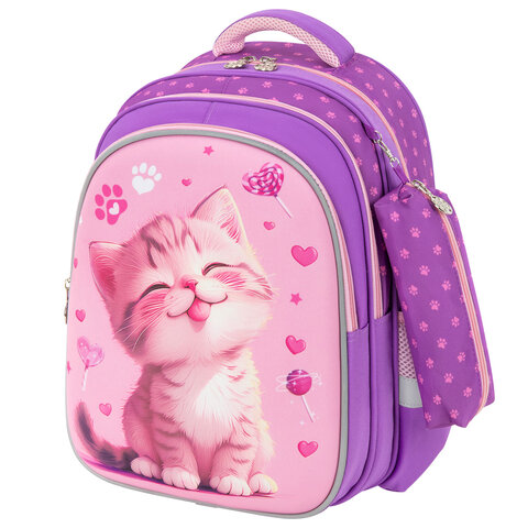 Рюкзак SNOOBAG (СНУБЭГ) MIND с пеналом в комплекте, 2 отделения, "Teasing kitty", 40х28х18 см, 274443