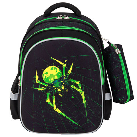 Рюкзак SNOOBAG (СНУБЭГ) MIND с пеналом в комплекте, 2 отделения, "Neon spider", 40х28х18 см, 274444 - фото 2
