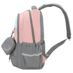 Рюкзак SNOOBAG (СНУБЭГ) PROACTIVE с кошельком, 2 отделения, &laquo;Улыбка&raquo;, серо-розовый, 40&times;29&times;17 см, 274445