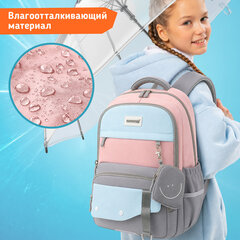 Рюкзак SNOOBAG (СНУБЭГ) PROACTIVE с кошельком, 2 отделения, "Улыбка", серо-розовый, 40х29х17 см, 274445