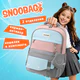 Рюкзак SNOOBAG (СНУБЭГ) PROACTIVE с кошельком, 2 отделения, "Улыбка", серо-розовый, 40х29х17 см, 274445