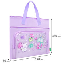Папка на молнии с ручками BRAUBERG KIDS, ПВХ-карман, 27&times;35 см, &laquo;Ягодный коктейль&raquo;, 274474