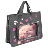 Папка на молнии с ручками BRAUBERG KIDS А4, 1 отделение, дополнительные карманы, пластик, "Кот-мурлыка", 274527