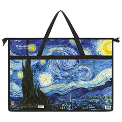 Папка для рисунков и чертежей с ручками BRAUBERG А3, пластик, молния сверху, &laquo;Van Gogh&raquo;, 274540