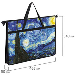 Папка для рисунков и чертежей с ручками BRAUBERG А3, пластик, молния сверху, &laquo;Van Gogh&raquo;, 274540