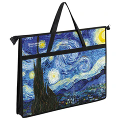 Папка для рисунков и чертежей с ручками BRAUBERG А3, пластик, молния сверху, &laquo;Van Gogh&raquo;, 274540