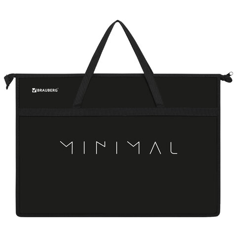 Папка для рисунков и чертежей с ручками BRAUBERG А3, пластик, молния сверху, "Minimal", 274542
