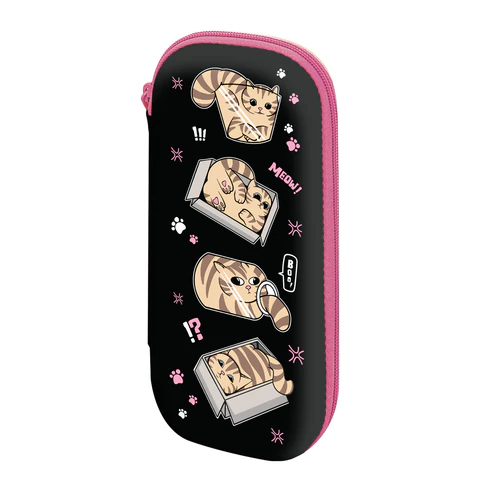 Пенал ЮНЛАНДИЯ, 1 отделение, 1 откидная планка, карман, EVA покрытие soft-touch, 22х10х5см, "Box cats", 274569