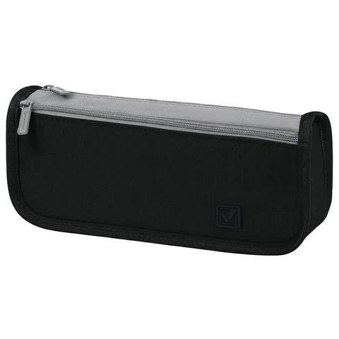 Пенал мягкий BRAUBERG KIDS, 2 отделения, полиэстер, "Black&gray", 22x10x6 см, 274580