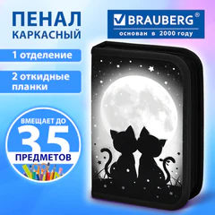 Пенал BRAUBERG, 1 отделение, 2 откидные планки, полиэстер, 21х14 см, "Dear friends", 274592