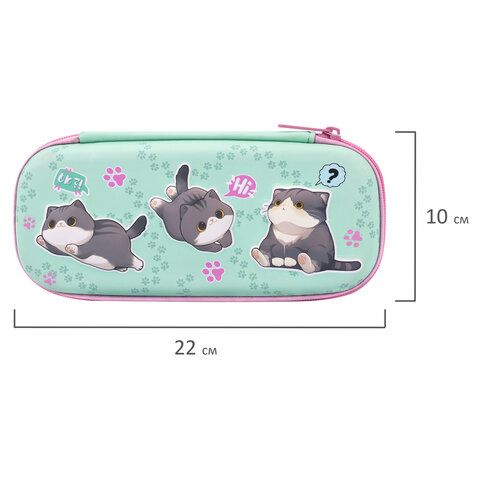 Пенал BRAUBERG, 1 отделение, 1 откидная планка, EVA, 22х10х5 см, "Милые коты", 274604 - фото 7