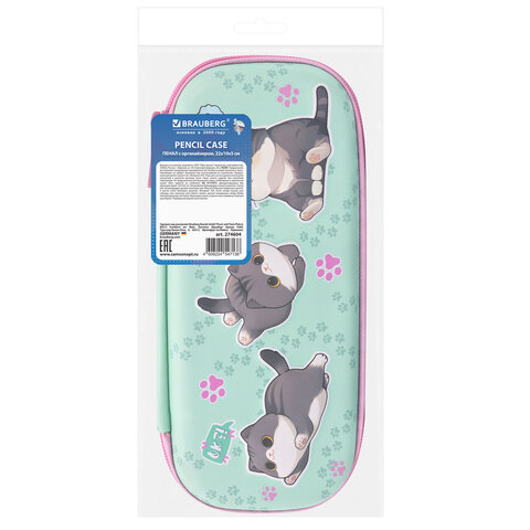 Пенал BRAUBERG, 1 отделение, 1 откидная планка, EVA, 22х10х5 см, "Милые коты", 274604 - фото 8