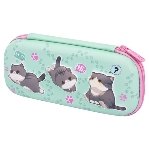 Пенал BRAUBERG, 1 отделение, 1 откидная планка, EVA, 22х10х5 см, "Милые коты", 274604