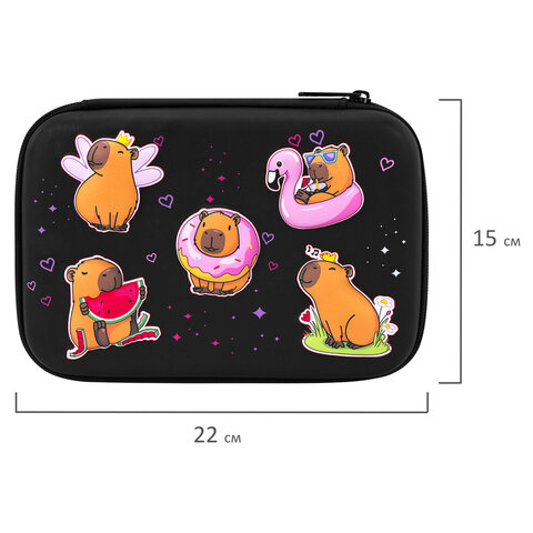 Пенал BRAUBERG KIDS большой удобный с откидной планкой, EVA, 22х15х4 см, "Chilling capybaras", 274607 - фото 7