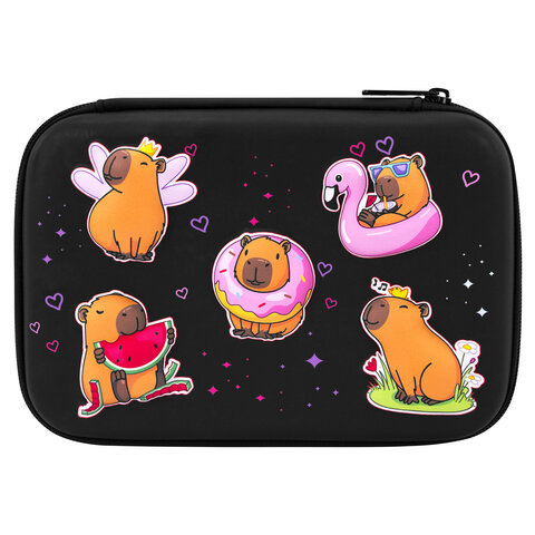 Пенал BRAUBERG KIDS большой удобный с откидной планкой, EVA, 22х15х4 см, "Chilling capybaras", 274607 - фото 2