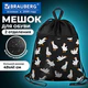 Мешок для обуви BRAUBERG БОЛЬШОЙ, с ручкой, карман на молнии, сетка, 49х41 см, "Безумные гуси", 274638