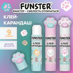 Клей-карандаш 9 г, кросс-серия "КОШАЧЬИ ЛАПКИ", фигурный колпачок, ассорти, FUNSTER (ФАНСТЕР), 274660