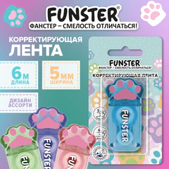 Корректирующая лента, кросс-серия "КОШАЧЬИ ЛАПКИ" FUNSTER (ФАНСТЕР), 5 мм х 6 м, ассорти, блистер, 274661