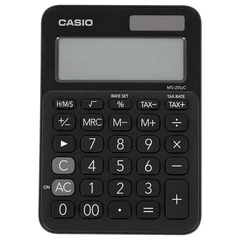 Калькулятор настольный CASIO MS-20UC-BK-W-EC (15&times;10,5&times;2,3 см), 12 разрядов, двойное питание