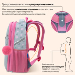 Ранец BRAUBERG UP, 2 отделения, с брелоком, "Милые коты", 36х28х15 см, 274667