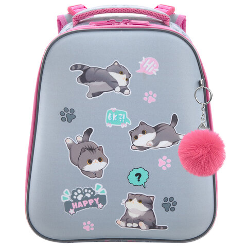 Ранец BRAUBERG UP, 2 отделения, с брелоком, "Милые коты", 36х28х15 см, 274667 - фото 2